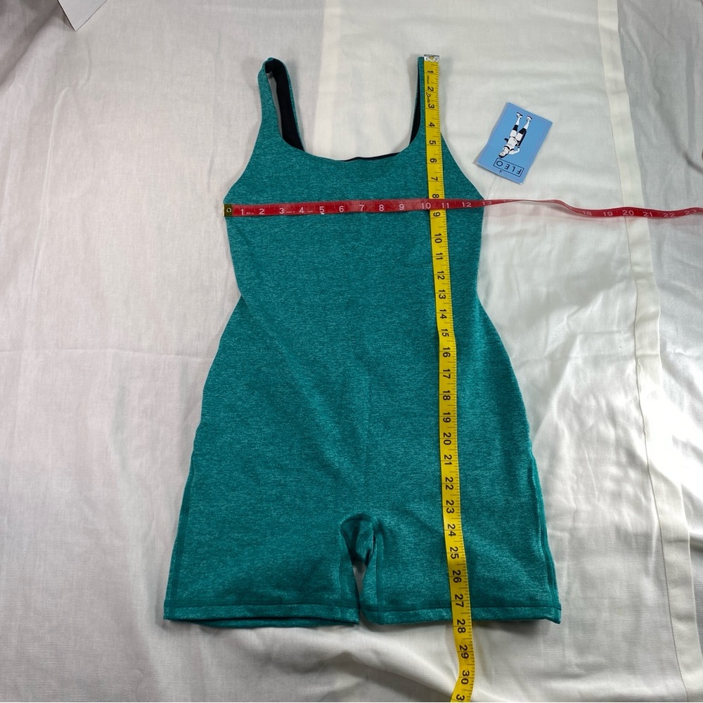 Fleo Bodysuit Women's Heather Teal Open Back Jumpsuit One Piece NWT - Picture 3 of 12